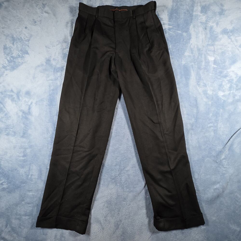 Haggar Smart Fiber Dress Pants Men’s 34x32 Black Pleated Classic Fit NWT